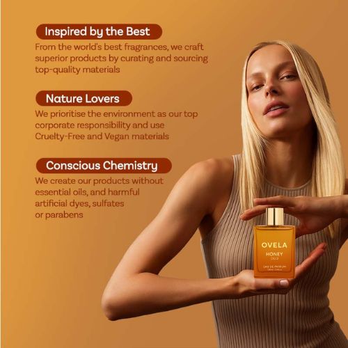 Ovela Honey Oud | Eau de Parfum | Patchouli, Vanilla, Bergamot | Floral & Spicy | Made with Clean & Vegan Essentials Oils | Cruelty Free Fragrance Perfume