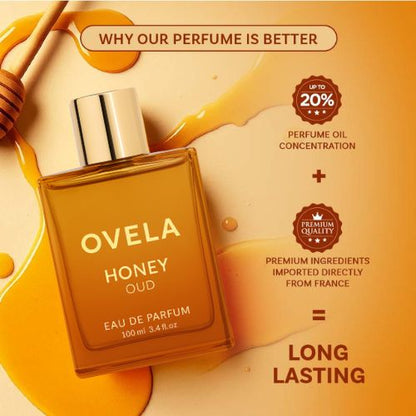 Ovela Honey Oud | Eau de Parfum | Patchouli, Vanilla, Bergamot | Floral & Spicy | Made with Clean & Vegan Essentials Oils | Cruelty Free Fragrance Perfume